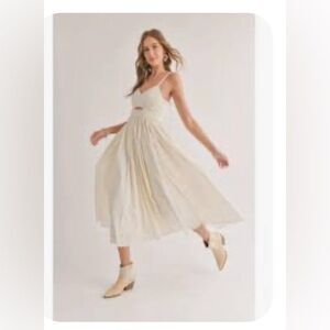 Sadie and Sage Ivory cutout Midi dress with pockets fully lined new with tags.